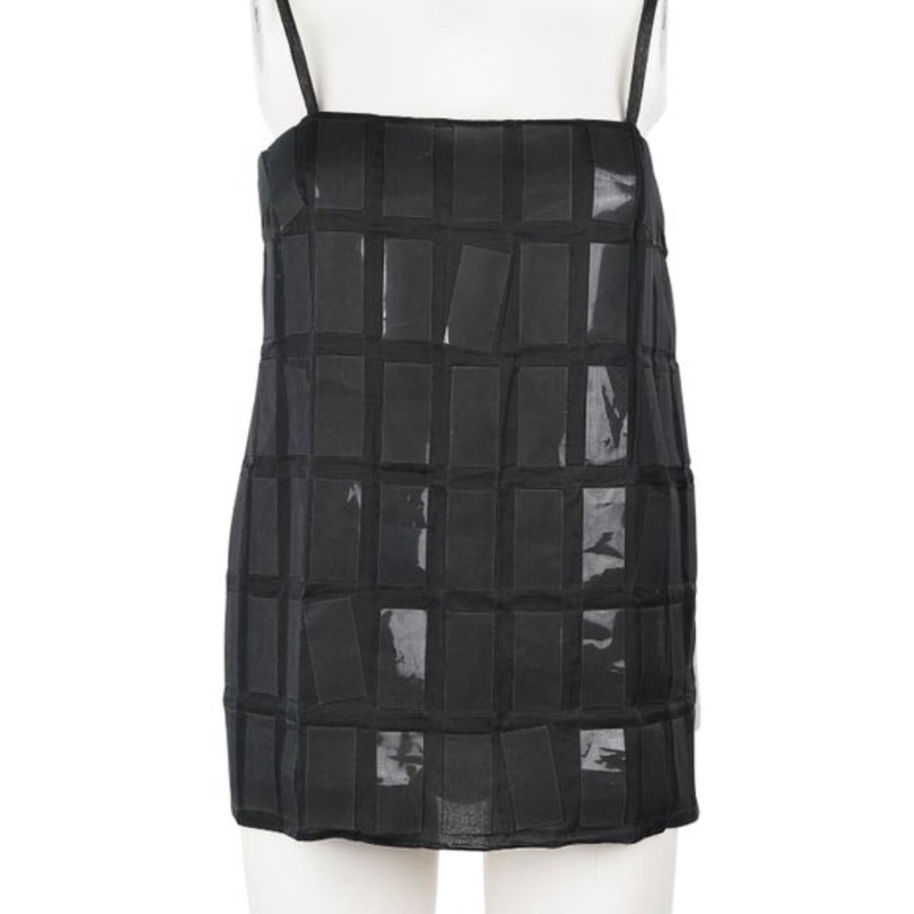 F/W 1998 Prada Runway Sheer Black Silk and Plastic Tile Camisole Top